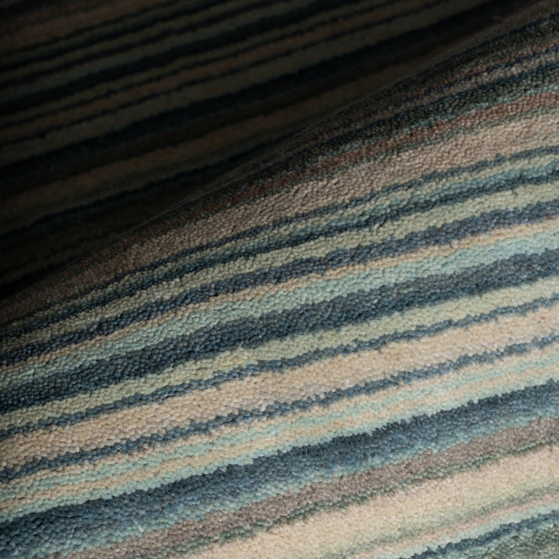 Brindle Stripe Hand Loom Knotted Wool Rug, Rectangle 7'6" x 9'6"