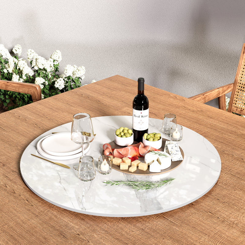  Plateau tournant Otelia Sintered Stone (table non incluse), 0.47" H x 23.6" W x 23.6" D, Blanc