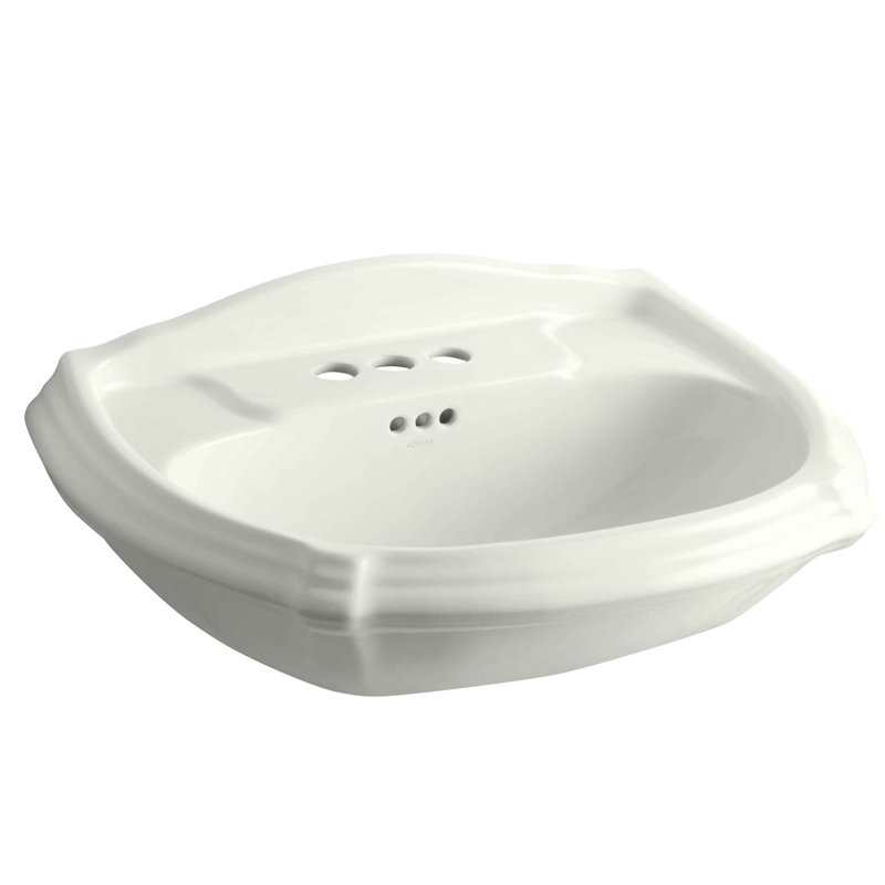 Portrait® Vitreous China U-Shaped Pedestal Bathroom Sink, Cashmere, 4'' Centers