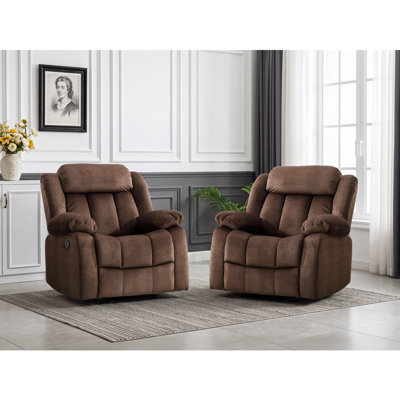 Ensemble de 2 fauteuils inclinables manuels en microfibre 35,1 po