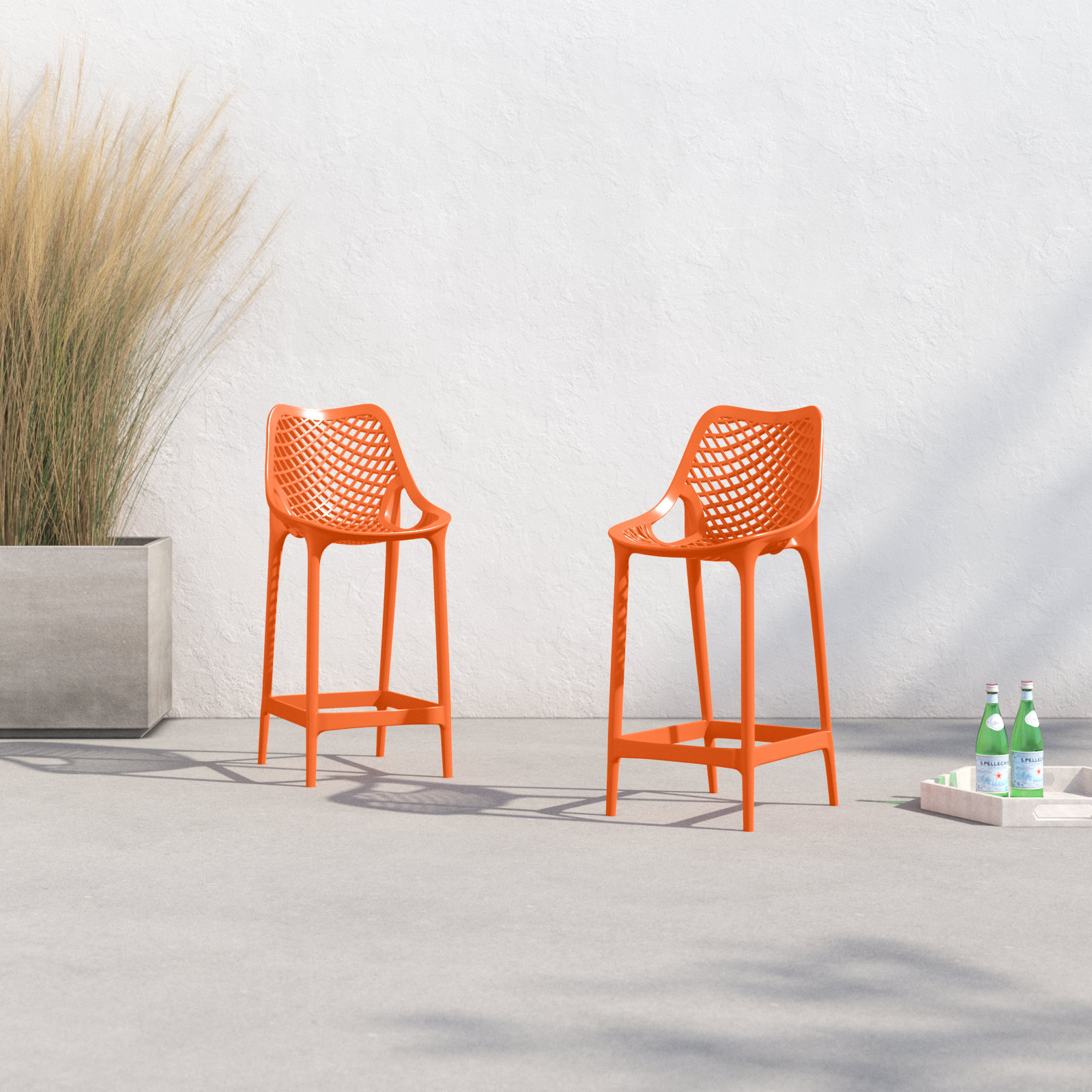 Farrah Patio Bar Stool, Orange, 25.6"