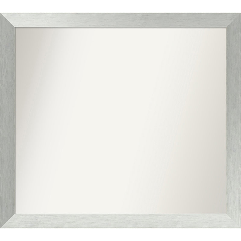 Miroir de salle de bain mural en argent brossé sans cadre, Rectangle, 34 po x 38 po