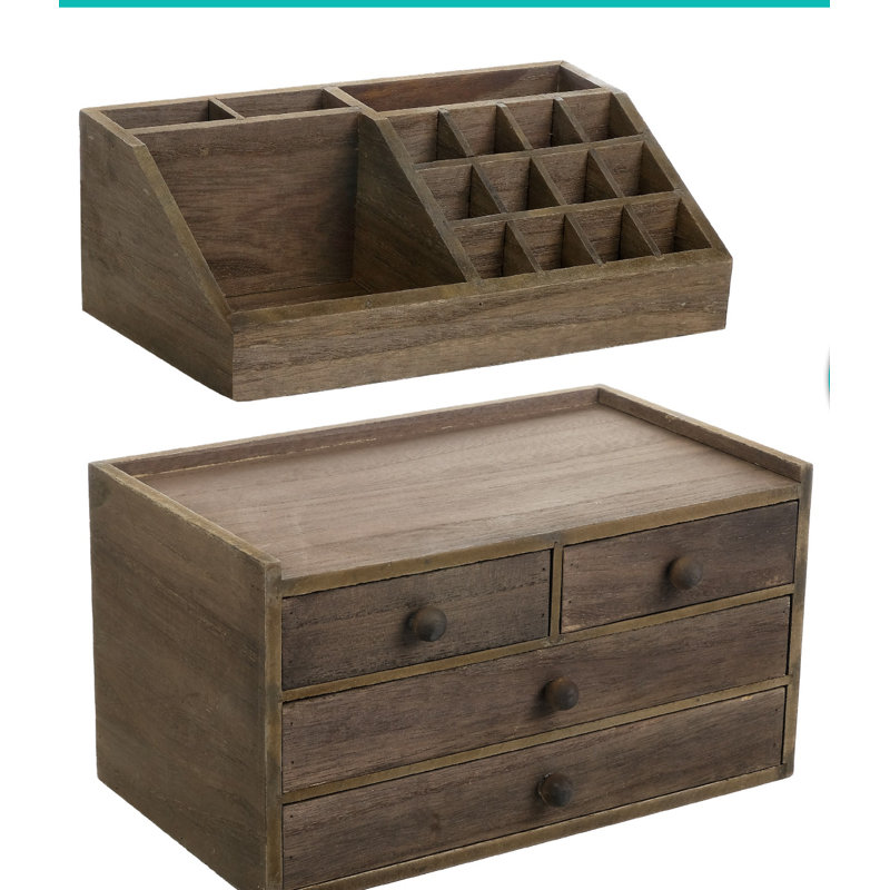 Adeyemi Wood 10 Compartment Makeup Organizer