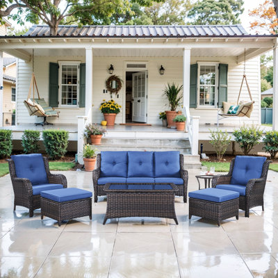 Schutt Wicker 5 - Person Patio Conversation Set with Cushions