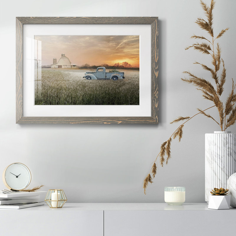 Evening Farm - impression de cadre photo unique, Gris, H 18 po x l 26 po x P 1,5 po