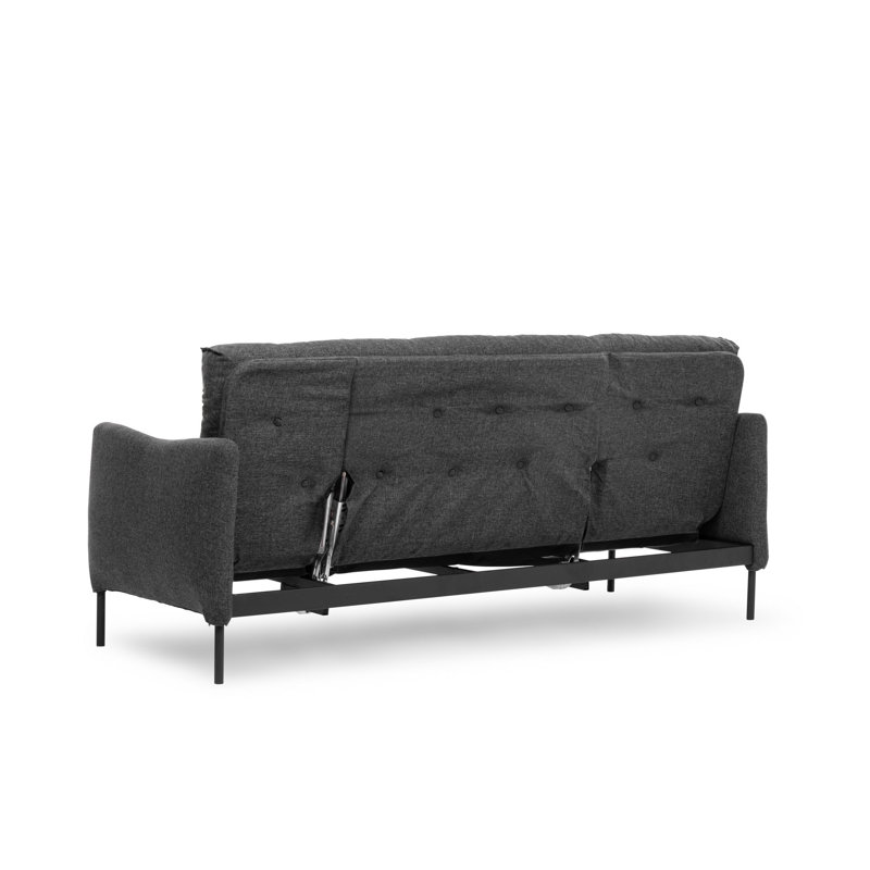 3-Seat Sofa-Bed, Dark Grey Linen Fabric, 78.7 x 32.3 x 36.2 inches | 100% Metal Frame with Adjustable 14-Level Backrest | Converts Easily to Bed (72.8 x 47.2 inches) | Maximum Weight Capacity: 220 lbs | Stylish & Versatile for Living Room or Guest Room