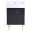 Meuble-lavabo noir 21,6 po, armoire combinée, meuble de rangement pour salle de bain, lavabo simple en céramique, rangement à droite-116234265