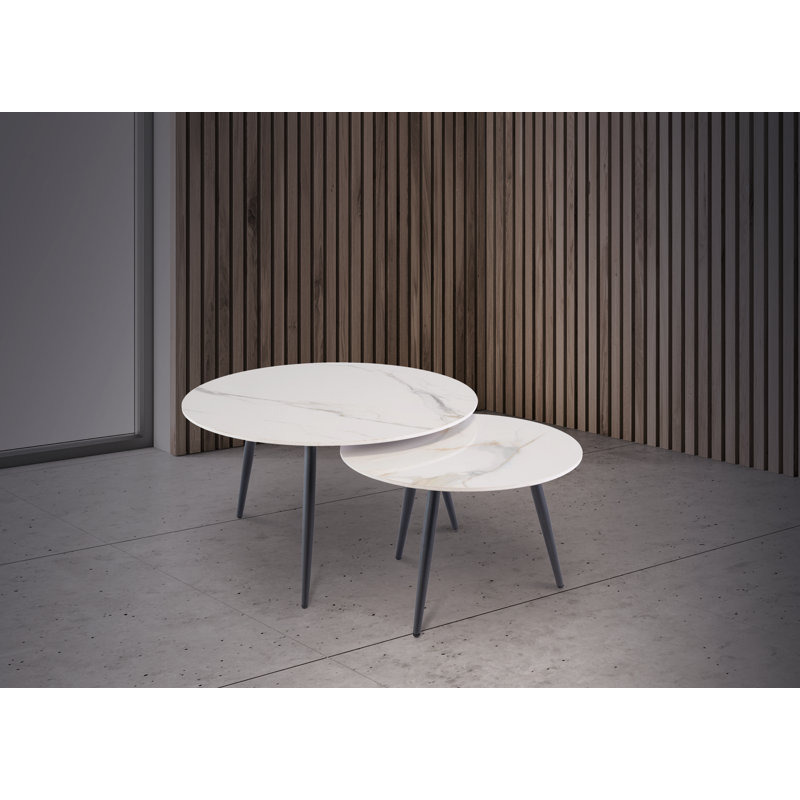 Luna 3 Legs Coffee Table Set, Kass Gold