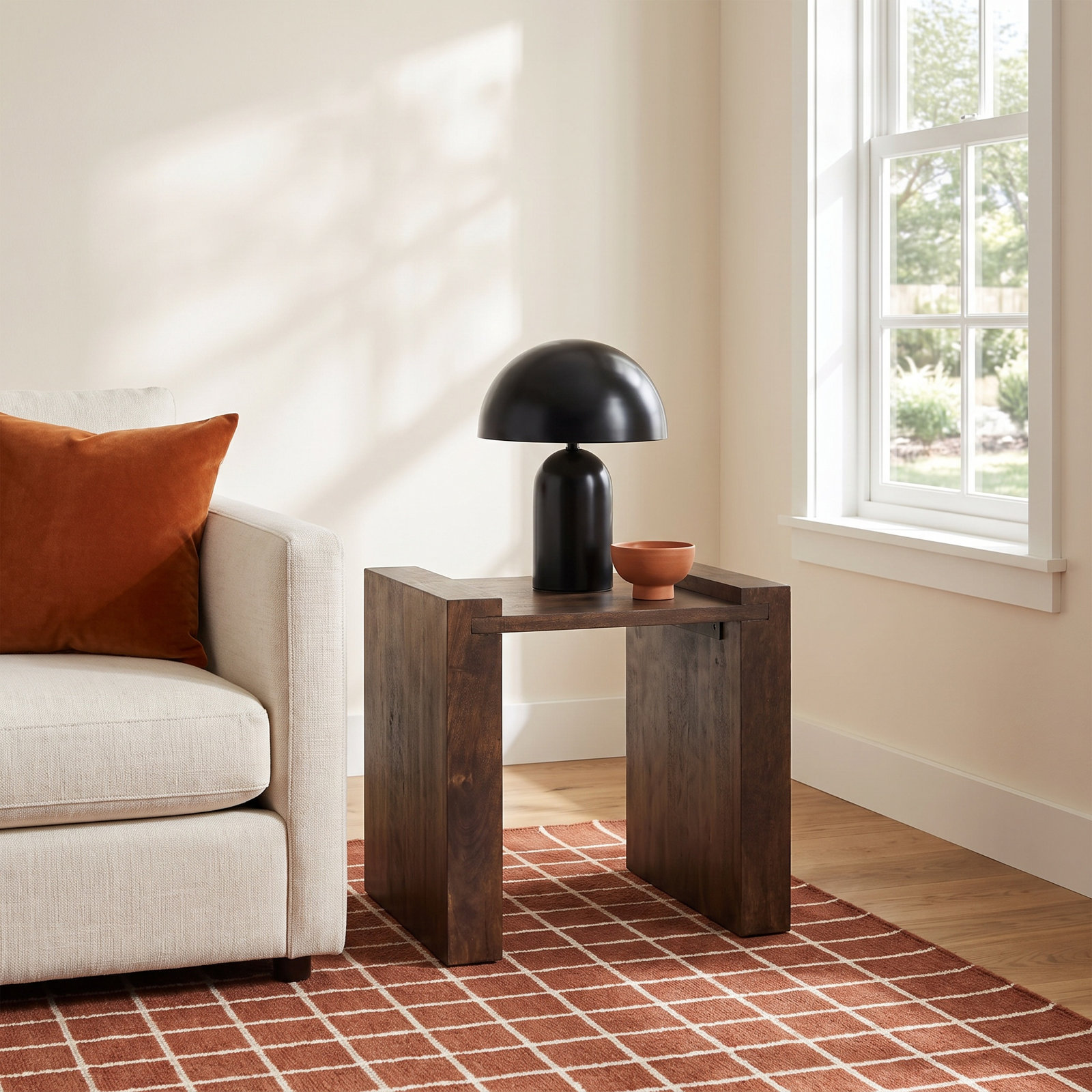 Tabb Solid Wood End Table, Dark Brown