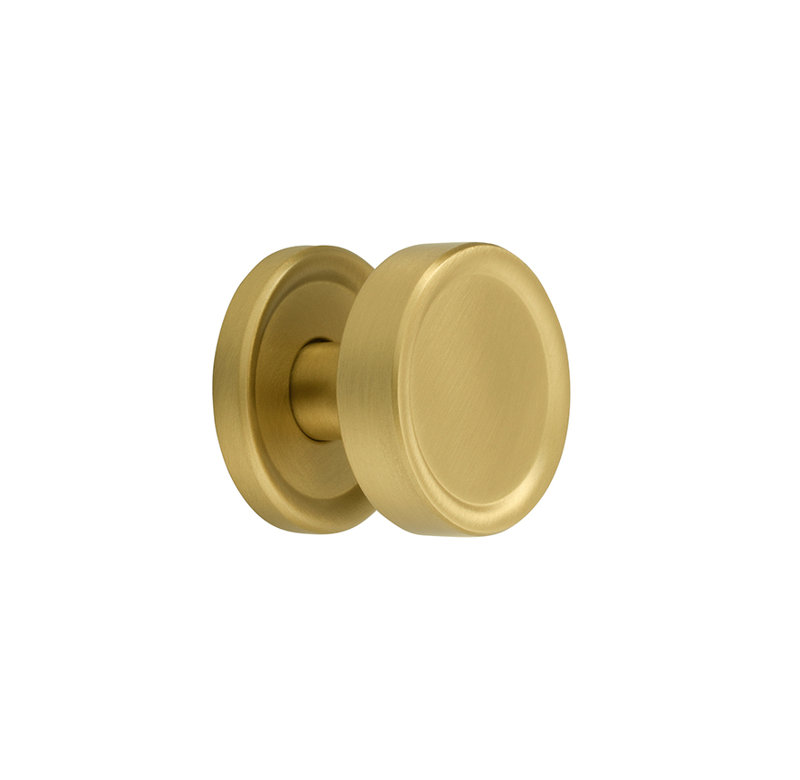 Poignée ronde Art déco, Laiton brossé, H 0,98 po x l 0,98 po x P 0,98 po