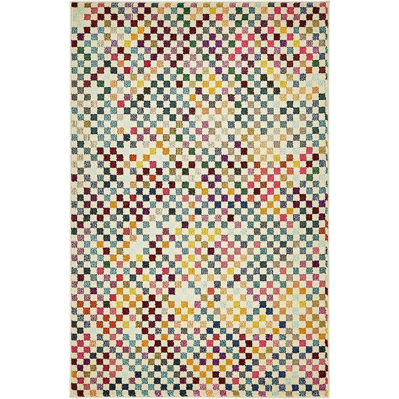 Tapis à motif géométrique rouge / jaune / bleu Quinlin, Rectangle 4 pi x 6 pi