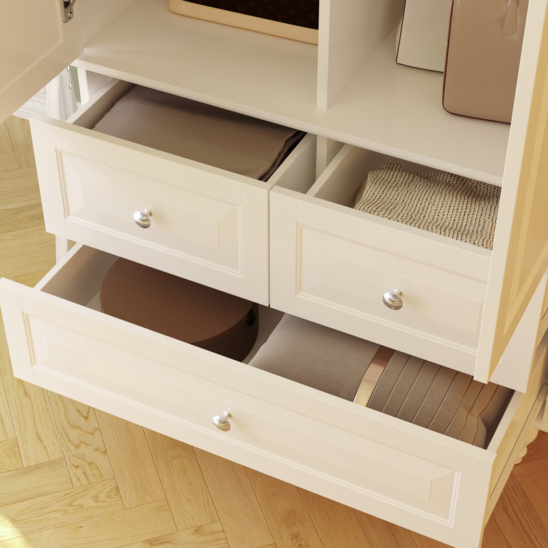 Armoire moderne avec 2 portes et 3 tiroirs, Blanc