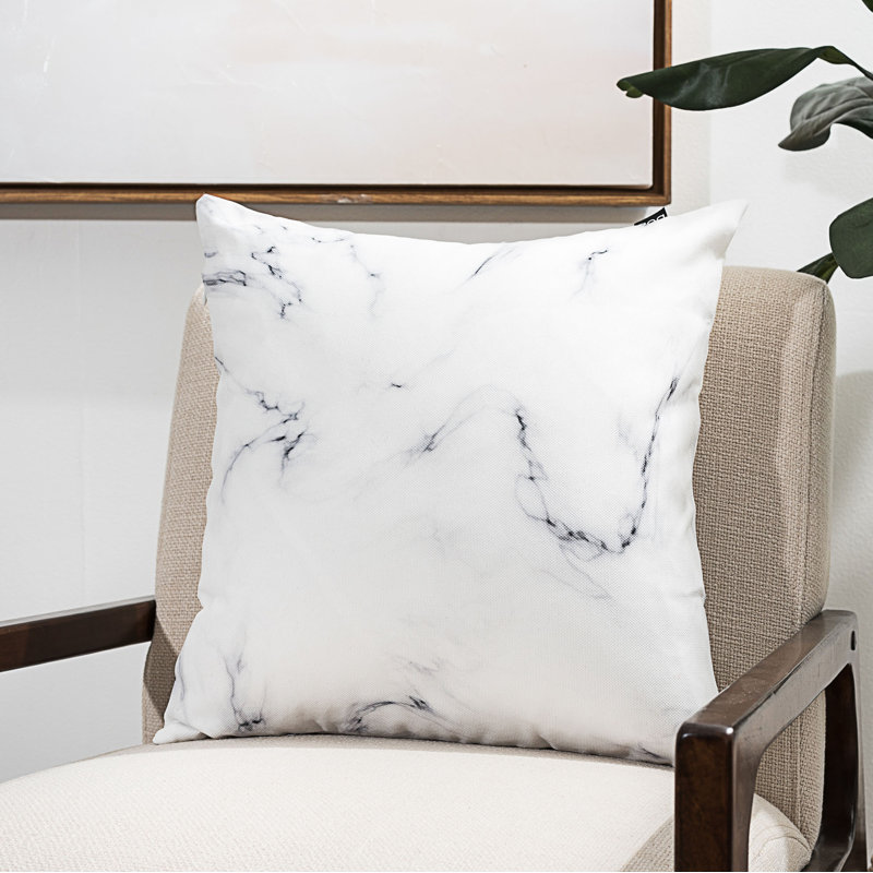 18" x 18" White Marble Polyester Floor Pillow