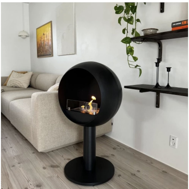 Corrigan Studio 127.51 cm W Matte Black Bio-Ethanol Fireplace with 6487 BTU