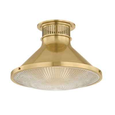 Plafonnier encastré 1 lumière en verre Holophane Highclere par Mark D. Sikes pour Hudson Valley Lighting
