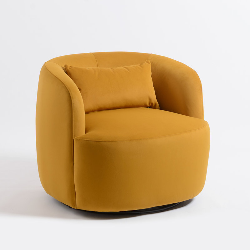 Fauteuil pivotant en velours Bolton, Velours ocre jaune