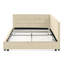 Lit tapissier double en velours beige avec et pour le salon de la chambre à coucher-1231373356