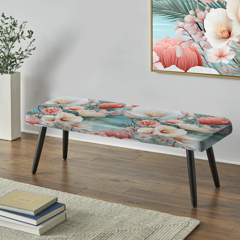 Seashell Serenity Ii - motif tropical - banc rembourré noir Coastal
