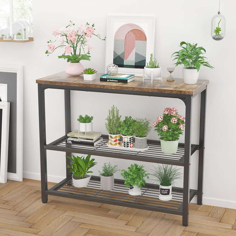 Petite console, table de canapé avec tablettes doubles en maille, table d'entrée moderne pour vestibule, couloir, vestibule, vestibule, canapé-lit, salon, bar, cuisine, 32 pouces, gris