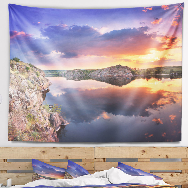 Tapisserie de polyester clouds de grande été réfléchissants avec accessoires suspendus inclus, H 78 po x l 92 po