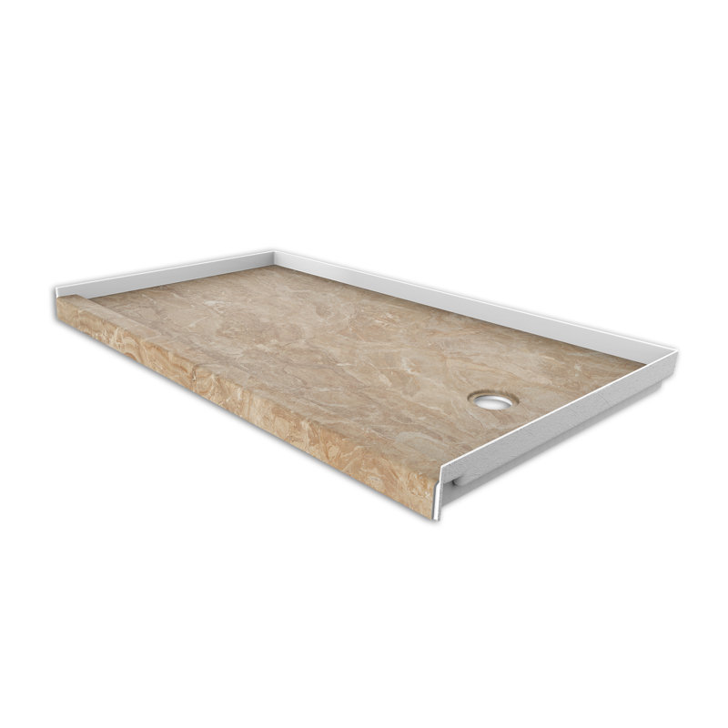 FlexStone® 60"W x 30"D Alcove Shower Base with Right Drain in Alaskan Ivory, Alaskan Ivory