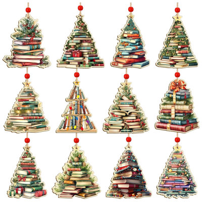 12 pendentifs décoratifs en bois pour Noël