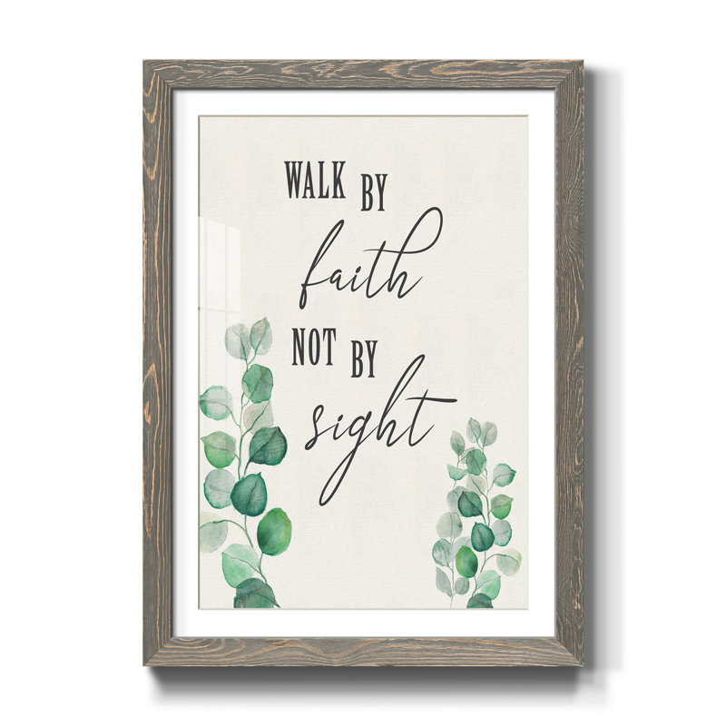 «Walk by Faith» - Reproduction d'art textuel sur papier encadré, H 44 po x l 31 po x P 1 po, gris