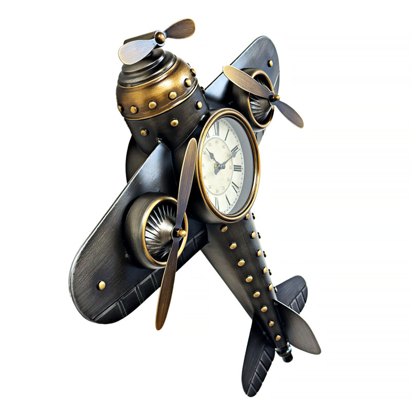 Horloge murale pour avion avec hélices en mouvement