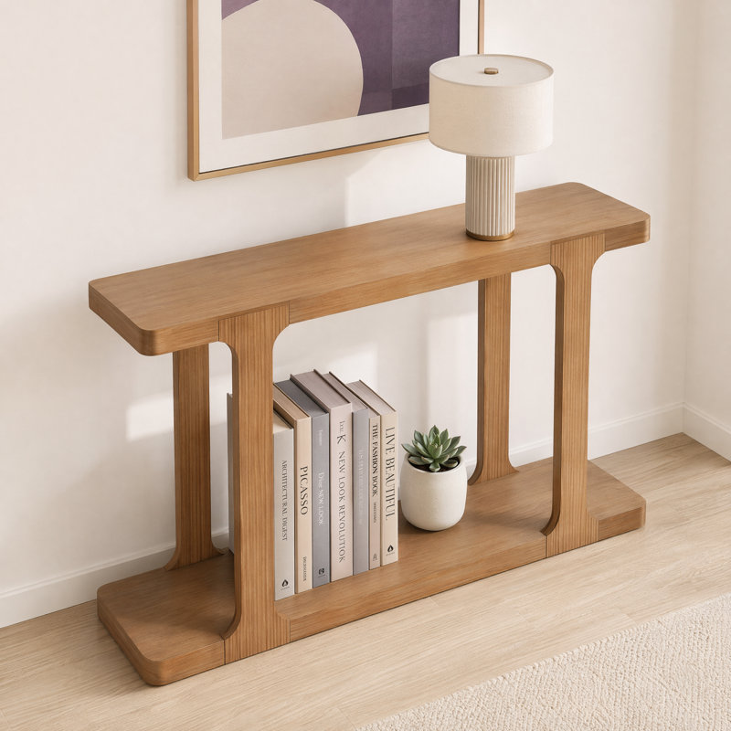 Console en bois massif 50 po, design moderne minimaliste