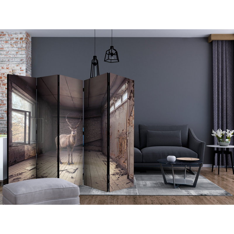 Halana 225cm W x 172cm H 5 - Panel Solid Wood Folding Room Divider