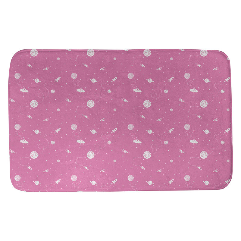 Tapis de salle de bain space outer Avicia, l 17 po x L 24 po, Rose