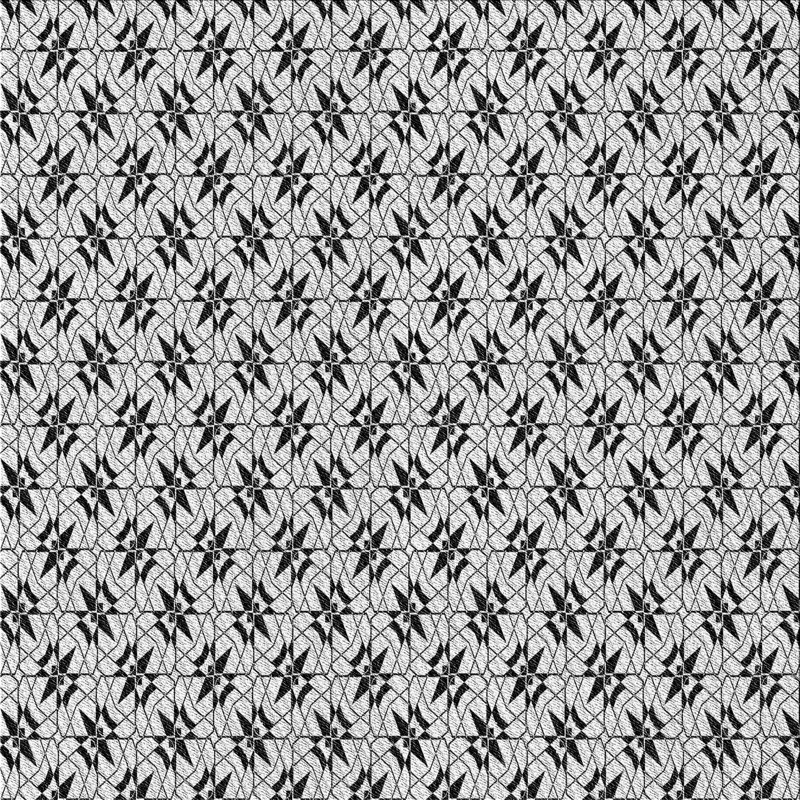 Tapis noir/blanc à motifs, Carré 3 pi