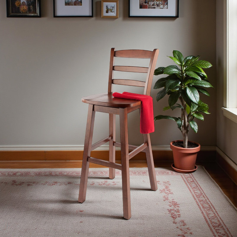 Tazewell Swivel Bar Stool with Ladder-back, Walnut
