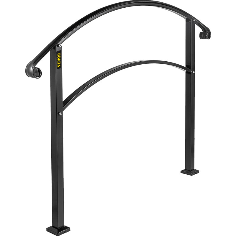 VEVOR Handrails for Outdoor Steps Adjustable Wrought Iron Handrails, 38" H x 36" W x 3.9" D, Black