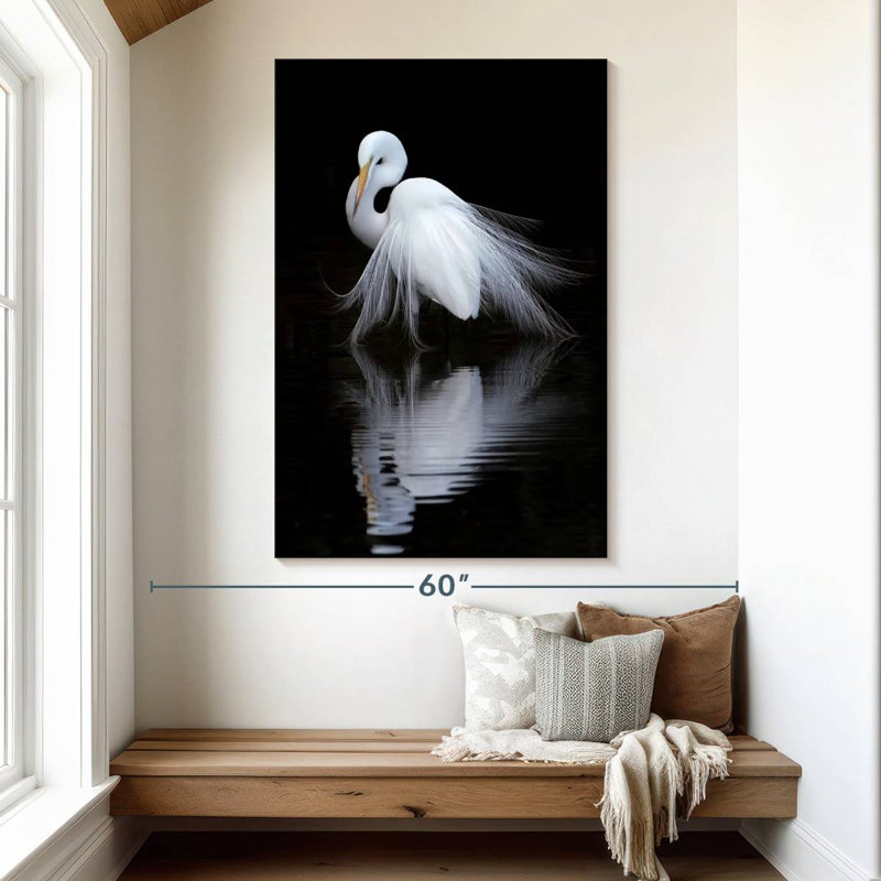 Brampt Egret Bird Watching, 51" H x 34" W