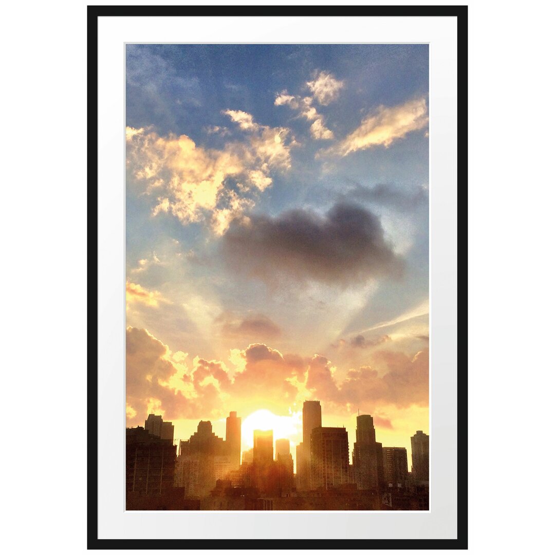 Gerahmtes Poster Chicago Skyline im Sonnenaufgang