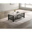 Table basse moderne et contemporaine avec plateau en faux marbre et pieds en noyer antique