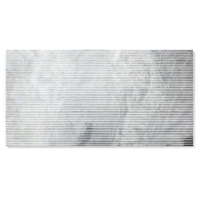 Carreau de marbre 12 x 24, pierre naturelle avec finition texturée Ol pour magasin de décoration intérieure, mur de salle de bain gris luxueux, cannelé 3D, surface, style