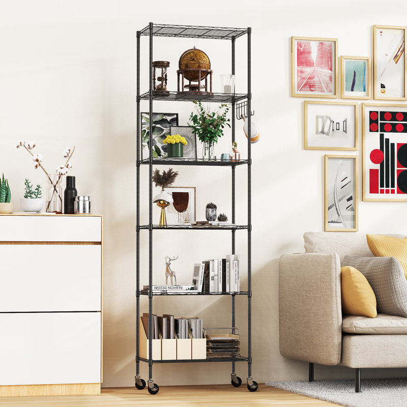 Étagère à 6 niveaux en métal H 68,9 po x l 21,26 po x P 11,42 po Loriga, Noir