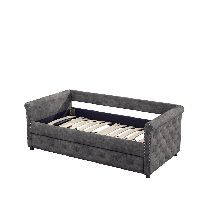 Lit de jour double avec couchette Perrinton, gris