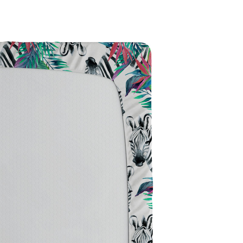 Drap-housse à motif floral Ambesonne, Blanc, vert fougère / floral, Drap-housse de taille double