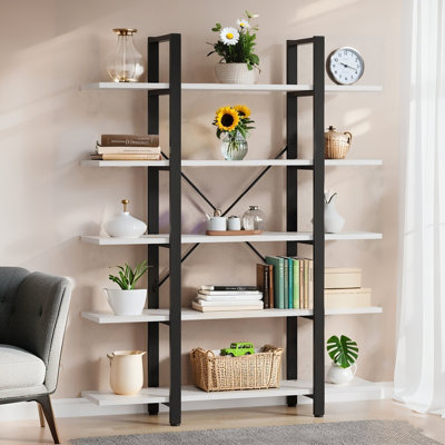  Bibliothèque H 70,5 "x l 47,3", étagère de rangement ouverte à 5 niveaux