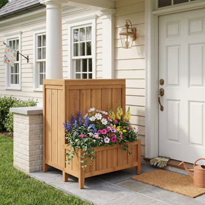 Boîte de livraison multifonctionnelle, compartiment à fleurs supérieur et grand espace de rangement pour accessoires de piscine, outils de jardin, conception verrouillable, imperméable et résistante aux intempéries