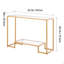Console à 2 niveaux en verre, canapé rectangulaire moderne avec plateau en verre trempé et pieds en fer