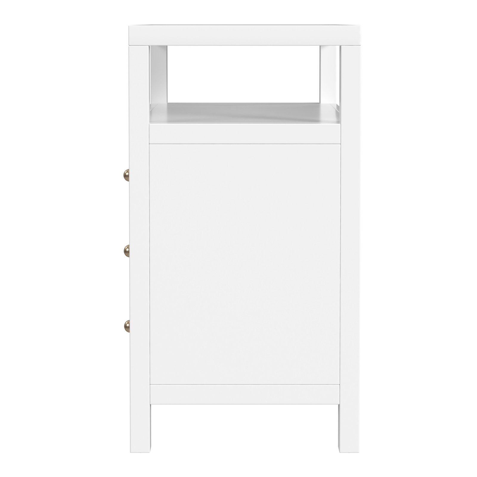 Celine 3-Drawer Acacia Nightstand, Smooth White