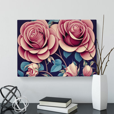Rose Flowers Art Deco Vol.2 - Wrapped Canvas