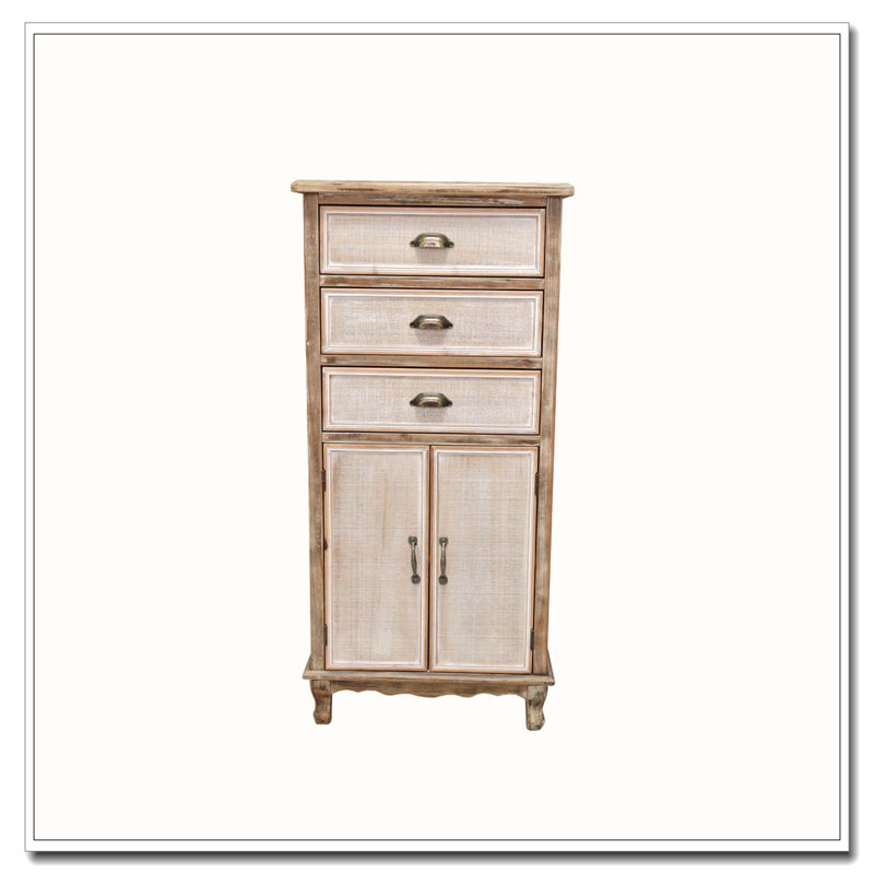 Armoire de rangement en bois rustique, Blanc ancien