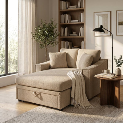 Modern 53.5" Chaise Lounge Sofa with Hidden Storage, Deep Seat Snowflake Velvet Couch and 2 Pillows for Bedroom and Living Room