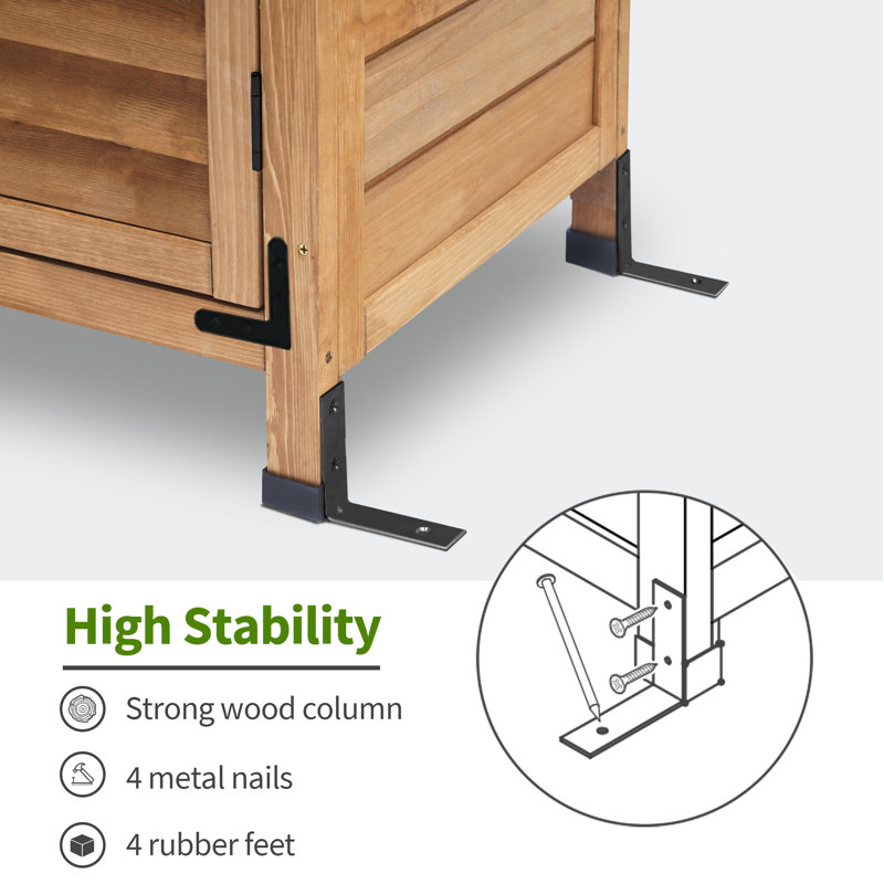 Natural Fir Wood Outdoor Storage Cabinet with Double Doors