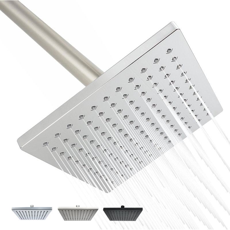 High Pressure Shower Head Rain Shower Head Chrome Plated Modern Design Square Rainfall Showerhead,Single Function Easy To Clean 8" Face